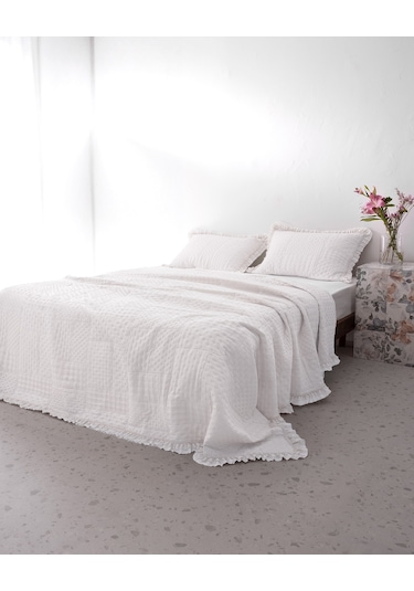 Madame Coco Medus Çift Kişilik Yatak Örtüsü - Beyaz Beyaz