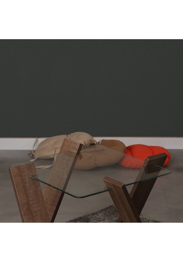 Roman Cam Yan Sehpa Mini Koyu Meşe / Çiçeklik Sehpa