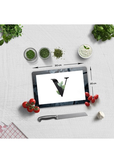 Decorita Cam Kesme Tahtası - Cam Kesme Tablası Harfli Tasarım V  20 CM x 30 CM