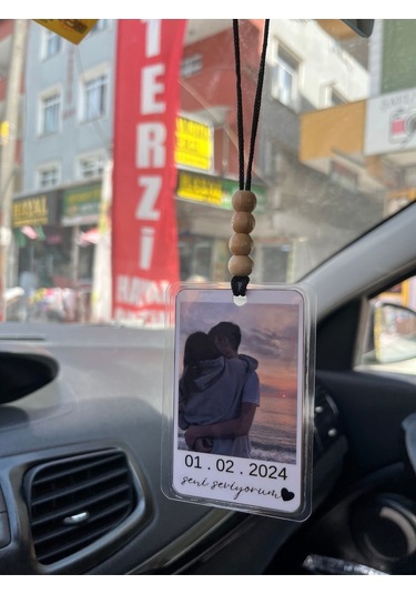 Kişiye Özel Seni Seviyorum Yazılı Fotoğraflı Araç Oto Dikiz Aynası Süsü, Hediyelik , Kokusuzdur