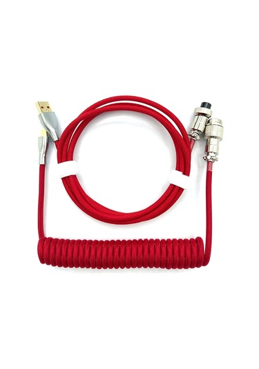 Mekanik Klavye Sarmal Kablo Tip C - Usb Veri Kablosu Kırmızı