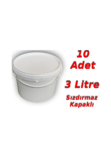 Decotone 3 L Plastik Kapaklı Kova Hobi Boya Gıda Yoğurt Kovası - 10 Adet Çok Renkli