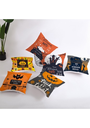 Kangvka Halloween Dekoratif Yastık Kılıfı - Kürke Derisi Kadife, 45x45cm, Yaban Mersini Desenli, Ev/kahve Dükkanı, Yastık İçi Hariç Tpr184-8 Diğer