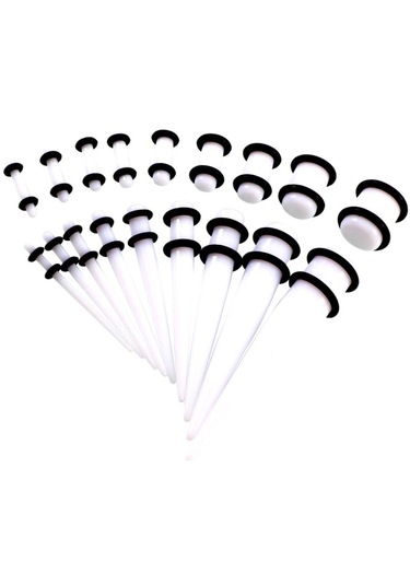 Homyl 18 Parça Kulak Göstergeleri Germe Kiti Fişler Konik 14g Beyaz