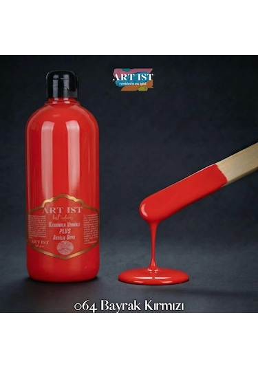Kendinden Vernikli Plus Vernikli Akrilik Boyalar - 064 Bayrak Kırmızı Ahşap, Taş Tozu, Hobi, Dıy