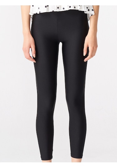 Dilvin 4001 Toparlayıcı Parlak Kumaş Tayt-siyah SiYAH