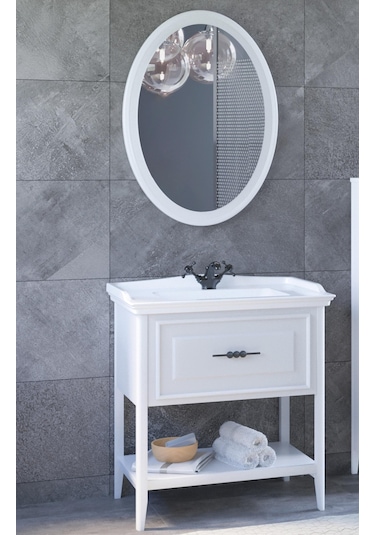 Denko Öykü 80 Cm Beyaz Banyo Dolabı Takımı Ve Boy Dolabı Beyaz