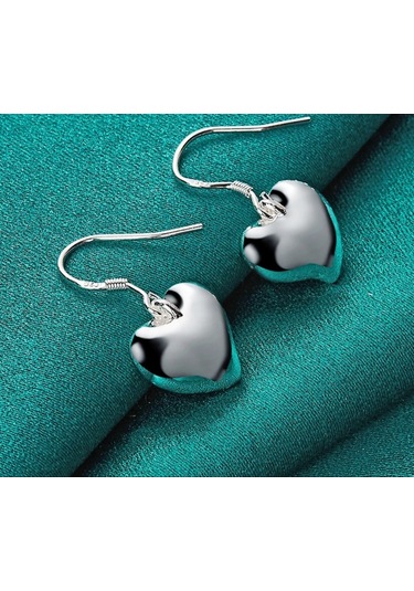 925 Ayar Gümüş Salanan Kalp Küpe