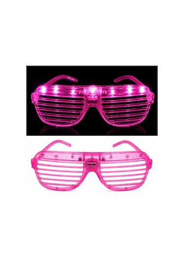 Led Işıklı Panjur Parti Gözlüğü Pembe Renk Shutter Gözlük Diğer