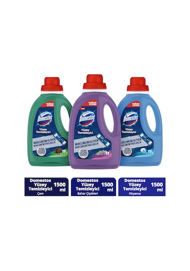 Domestos Çam + Okyanus + Bahar Çiçekleri Yüzey Temizleyici 3 x 1500 ML