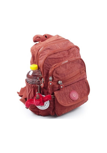 Küçük Boy Krinkıl / Klinkır Su Geçirmez Kumaş Çok Gözlü Günlük Kadın Sırt Çantası Kiremit 8317 Kiremit