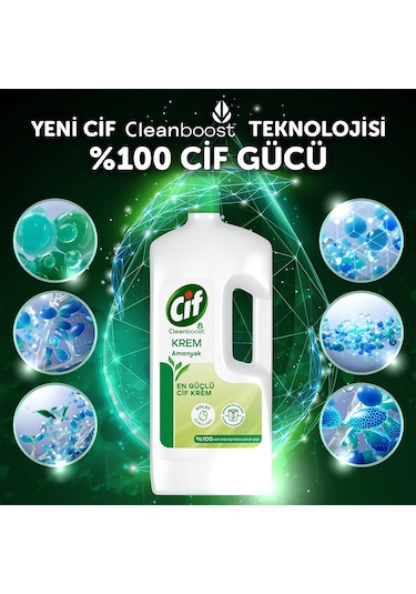 Cif Krem Amonyaklı Yüzey Temizleyici 3 x 1500 ML