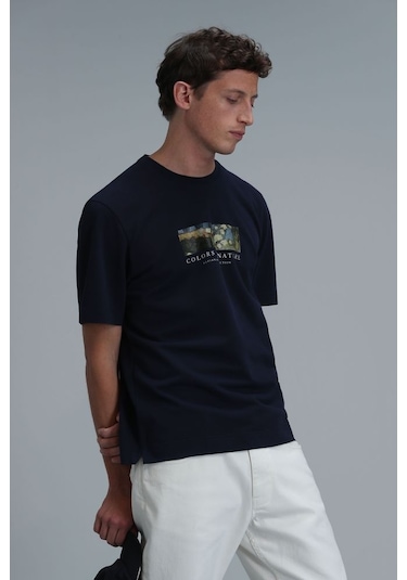 Lufian Bıanca Modern Grafik T- Shirt Lacivert 001