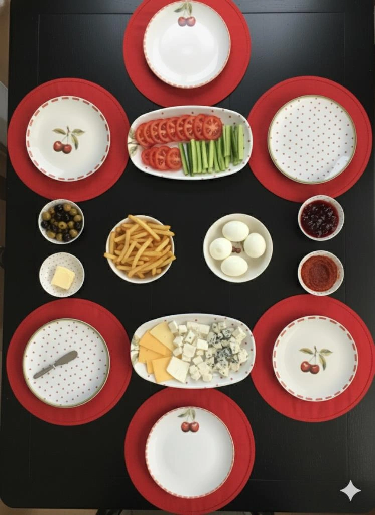 Bambum By Bambum Cherish 14 Parça Porselen Kahvaltı Takımı Kahvaltı Seti Kahvaltılık- Sunum Seti Beyaz