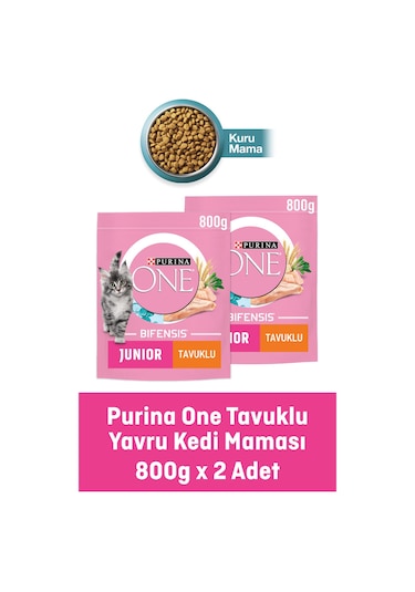 Purina One Junior Tavuklu Yavru Kedi Maması 2 x 800 G