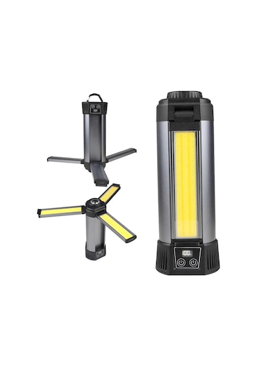 Powermaster Pm-24566 35 Watt Usb - Type-c Girişli P50 Ve Cob Ledli 3 Kanatlı Kollu Çalışma Lambası Siyah