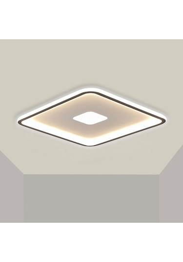 Ledli Tavan Tipi Plafonier Orta Işıklı Led Avize 60x60cm Siyah - Sarı