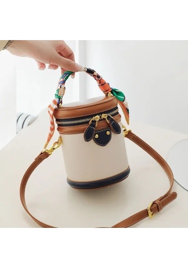 Fastbuy Bej Renk Bloklu Omuz Çapraz El Çantası Hightower Desenli Bej Bej