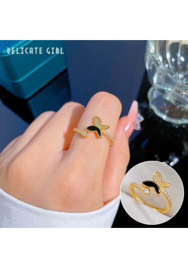 Ayarlanabilir Açıklığa Sahip Zarif Zirkon Yüzük No.18 Çok Renkli