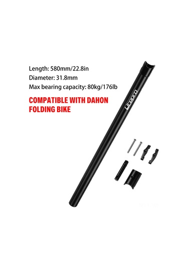 Neevoyu Hafif Katlanır Bisiklet Sele Borusu - 580mm Uzunluk, 31.8mm Çap, 80kg Taşıma Kapasitesi Siyah