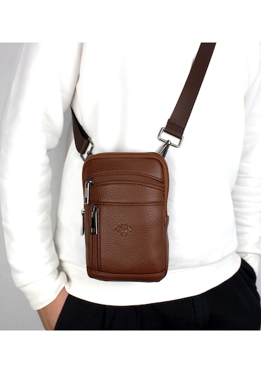 Taba Erkek Çanta Omuz Askılı Çanta Postacı Erkek Omuz Çantası Taba