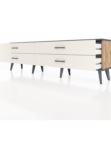Arges Tv Ünitesi 4 Çekmeceli 176x30x51 Çam-antrasit/aytaşı Antrasıt/aytası