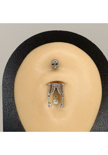 Aya Tasarım Gümüş Renk İskelet Model Göbek Piercing