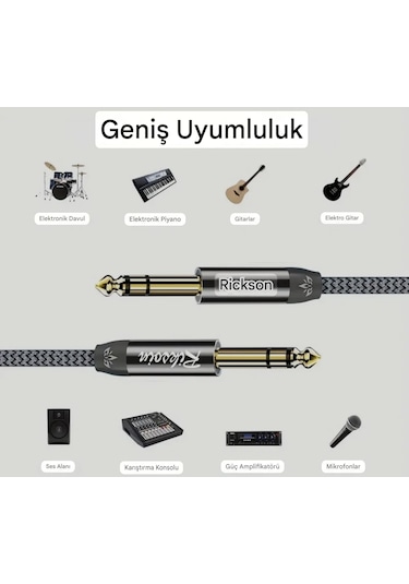 Riksoin 5- Metre 6.5mm - 6.5mm Gitar Enstrüman Ses Kablosu