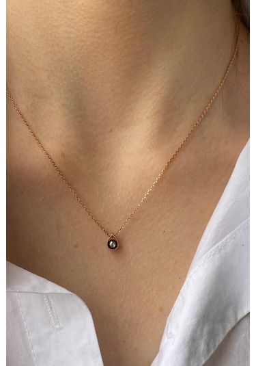 Zümrüt Sarraf 8 Ayar Altın 0.03 Ct Tek Damla Elmas Kolye