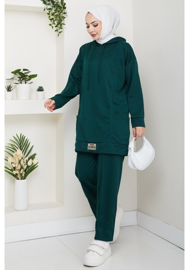 Çift Cepli Kapüşonlu İkili Takım 1663 - Zümrüt Yeşili Zümrüt Yeşili