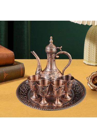 Suntek Şarap Pot Seti Avrupa Çay Yemek Odası Düğün Hediyesi Kırmızı Bronz