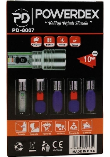 Powerdex Pd-8007 Zoomlu Çok Amaçlı El Feneri Gri
