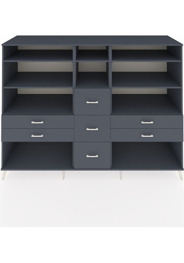 Kronos Dolap 8 Raflı 7 Çekmeceli 220x59x163 Antrasit-antrasit Antrasit-antrasit