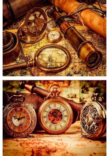 Nova Puzzle 2x2000 Parça Antika Saatler ve Yeni Hedefler Puzzle S