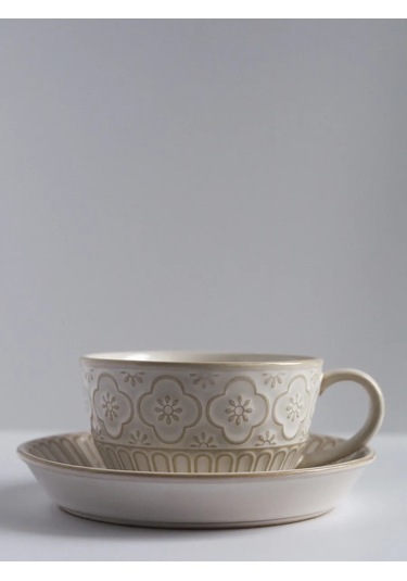 Aberu Shop Çay/kahve Takımı Fincan Ve Tabak Seti 250 Ml. 390818186 Beyaz Kum