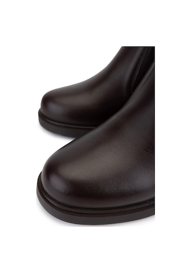 Tamer Tanca Kadın Hakiki Deri Kahverengi Topuklu Bot 1065 2700 Bn Bot Sk25-26 Kahve Dr Kahverengi