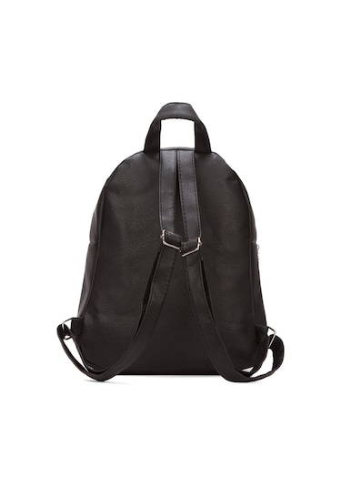 Kadın Günlük Deri Siyah Sırt Çantası Siyah