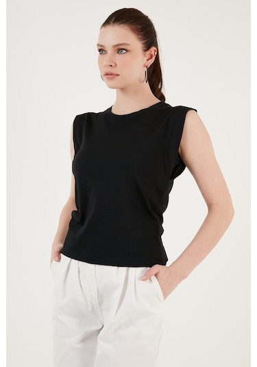 Lela Pamuklu Bisiklet Yaka Kolsuz Bayan T Shirt 5864019 Siyah