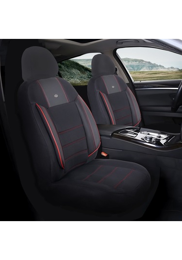 Hyundai İ30 Araçlara Uyumlu Oto Koltuk Kılıfı Seti - Violet Serisi Siyah/kırmızı