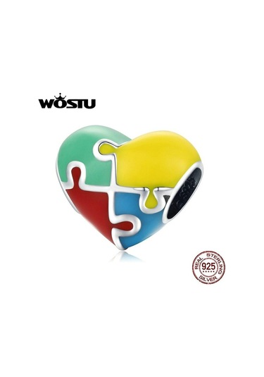 Wostu 925 Ayar Gümüş Charm Aşk Yapboz Renkli Boncuk Kolye Fit Bilezik Kolye Kadınlar Takı İçin, Seçenekler: 925 Silver Wostu 925 Ayar Gümüş Charm Aşk Yapboz Renkli Boncuk Kolye Fit Bilezik Kolye Kadınlar Takı İçin, Seçenekler: 925 Silver