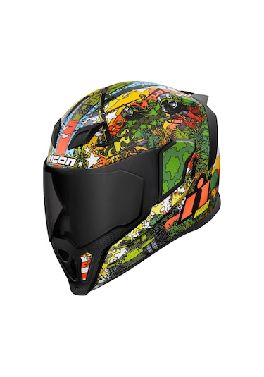 Icon Airflite Gp23 Kapalı Motosiklet Kaskı Siyah Yeşil Turuncu