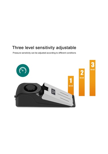 Geeksen 120db Mini Kablosuz Titreşim Alarmı Kapı Durdurma Alarmı Ev İçin Kama Şekilli Durdurucu Uyarı Güvenlik Sistemi Blok Engelleme Sistemi
