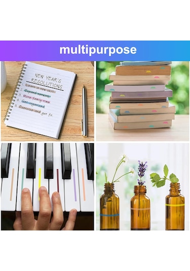 Moveevo Parlak Yapışkanlı Şeffaf İndeks Etiketleri - 300 Adet 5 Renk 100 Adet