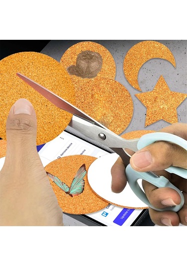 Xurunkeji 40 Paket Kendinden Yapışkanlı Mantar Yuvarlak 3,5 İnç Destek Sayfaları Mantar Bardak Altlıkları Kendin Yap El Sanatları İçin - Alt Koruma Kahverengi