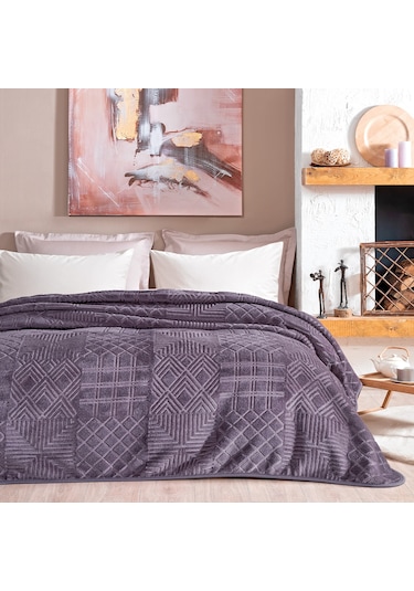 Yataş Bedding Nova Çift Kişilik Emboss Battaniye - Kül Moru