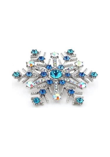 Solfera Kar Tanesi Renkli Zirkon Taşlı Kristal Kış Tema Yaka İğnesi Broş Rz166