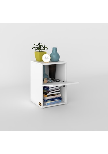 Kenzlife Komodin İzumi Byz 60 39 39 Komidin Kitaplık Ayakkabılık Kapaklı Arkalıklı Beyaz