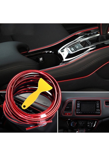 Torpido Fitil Kırmızı Yeni Nesil Trim Fitil Araç İçi İp Şerit 5 M