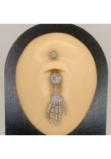 Aya Tasarım Gümüş Renk El Model Göbek Piercing Gümüş