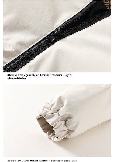 Edwardest Kadınlar İçin Kışlık Grafen Karışımlı Pamuklu Ceket Sıcak Ekmek Tarzı Ceket Beyaz